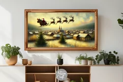 Christmas Frame TV art, Santa Sleigh, Santa flying, reindeer Product Image 3