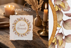 Gold and Brown Botanical Round Frame Product Image 1