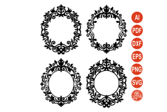 Vintage Scroll Frame Cut Files for Cricut Silhouette Product Image 1