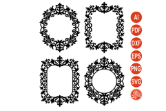 Ornate Frame SVG Bundle - Vintage Scroll Border Cut Files Product Image 1