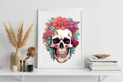 Ethereal Floral Skulls Watercolor Illustrations Product Image 6