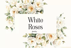 Watercolor White Roses Clipart - Watercolor Floral clipart Product Image 1