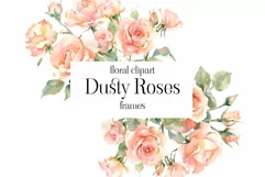 Watercolor Dusty Roses Clipart - Watercolor Floral clipart Product Image 1