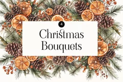 Watercolor Christmas Clipart - Christmas Botanical Frames Product Image 1