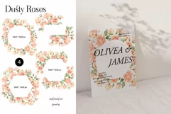 Watercolor Dusty Roses Clipart - Watercolor Floral clipart Product Image 2