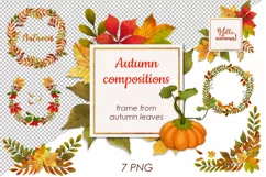 Frames and wreaths of autumn leaves Product Image 1