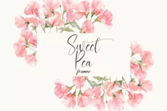 Sweet Pea Floral - Watercolor Floral Clipart Frames Product Image 1