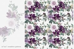 Watercolor Blush &amp; Eggplant Floral Clipart Collection Product Image 5