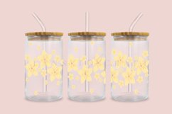 frangipani spring flower libbey beer can glass full wrap svg presized template for 16oz and 20oz glass for Cricut Silhouette and sublimation