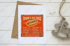 Frank's Hot Dogs Vintage Menu Sign PNG Product Image 3