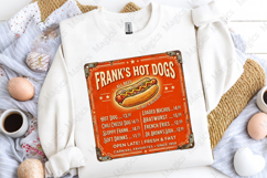 Frank's Hot Dogs Vintage Menu Sign PNG Product Image 5
