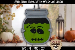 Frankenstein Halloween Door Hanger | Mason Jar Laser SVG Product Image 1