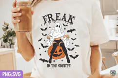 Freak in the Sheets Ghost Girl Png, Retro Halloween Clipart Product Image 1