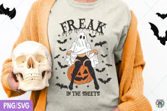 Freak in the Sheets Ghost Girl Png, Retro Halloween Clipart Product Image 2