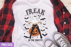 Freak in the Sheets Ghost Girl Png, Retro Halloween Clipart Product Image 3