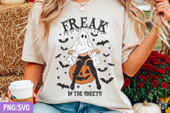 Freak in the Sheets Ghost Girl Png, Retro Halloween Clipart Product Image 4