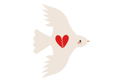 Hand Drawn Flying White Doves with Hearts Clipart Product Image 2