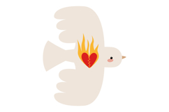 Hand Drawn Flying White Doves with Hearts Clipart Product Image 3