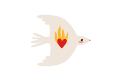 Hand Drawn Flying White Doves with Hearts Clipart Product Image 4