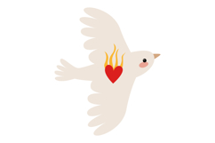 Hand Drawn Flying White Doves with Hearts Clipart Product Image 5