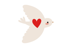Hand Drawn Flying White Doves with Hearts Clipart Product Image 6