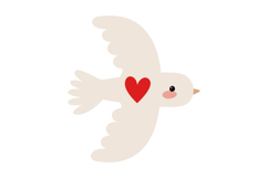 Hand Drawn Flying White Doves with Hearts Clipart Product Image 7