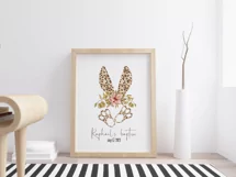 Watercolor Leopard floral Easter bunny clipart- 1 PNG FILE Product Image 2