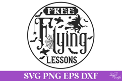 Free Flying Lessons Round Halloween SVG Quote Product Image 2