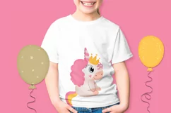 Cute unicorns birthday. Clipart JPG, PNG. Product Image 4