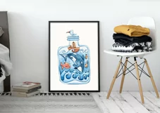 Watercolor nautical sublimation / clipart. Orca illustration Product Image 2
