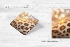 Square Coaster PNG. Leopard Print Coaster. Product Image 1