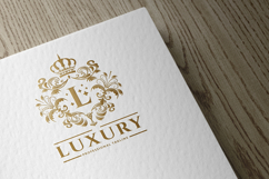 Royal Golden Heraldic Letter L Luxury Crest Logo Product Image 2