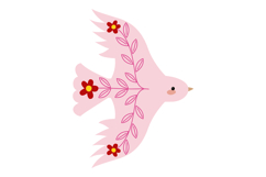 Pink Bird Clipart Hand-Drawn Flying Doves, Folk Product Image 3