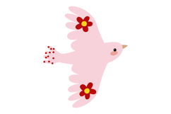 Pink Bird Clipart Hand-Drawn Flying Doves, Folk Product Image 6