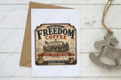 Freedom Coffee Vintage Patriotic Sign PNG Product Image 3