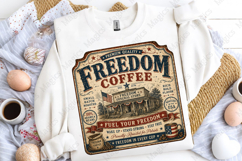 Freedom Coffee Vintage Patriotic Sign PNG Product Image 5