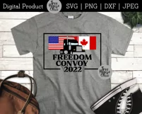Freedom Convoy 2022 design with American and Canadian flag shown as a project idea a white coffee mug