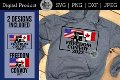 Freedom Convoy SVG cut file with united states and american flag and semi truck.  2 styles included
