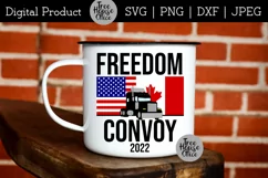 Freedom Convoy 2022 design with American and Canadian flag shown as a project idea a white coffee mug