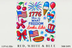 Patriotic Red, White and Blue, Sublimation|4th of July PNG Product Image 1
