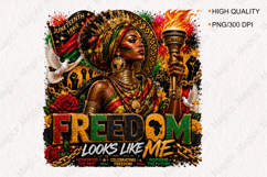 Freedom Looks Like Me Afro Queen PNG Design for Black Product Image 1