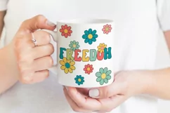 Freedom Retro Sublimation | Retro Hippie Flowers PNG Product Image 3