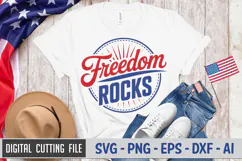 Freedom Rocks SVG File | 4th of July Round Sign SVG Product Image 2