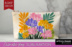 Freesia Modern Floral Cosmetic Bag Sping Flower Makeup Bag Product Image 1