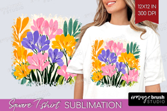 Freesia Modern Floral Square Tshirt Background Sping Flower Product Image 1