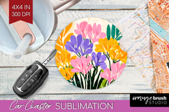Freesia Modern Floral Car Coaster Sping Flower Coaster PNG Product Image 1