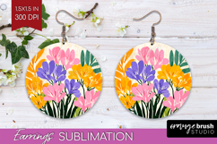Freesia Modern Floral Round Earrings Sping Flower PNG Product Image 1