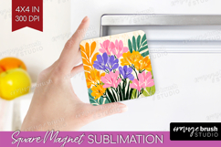 Freesia Modern Floral Magnet Sublimation Sping Flower Square Product Image 1