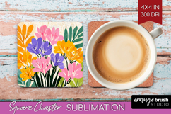 Freesia Modern Floral Square Coaster Sping Flower Coaster Product Image 1