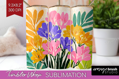 Freesia Modern Floral Tumbler Wrap Sping Flower Tumbler PNG Product Image 1